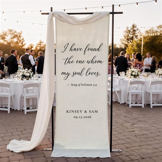 Religious Wedding Banner Cotton Linen: Personalized Song of Solomon 3 4 Scripture Ceremony Sign - Etsy