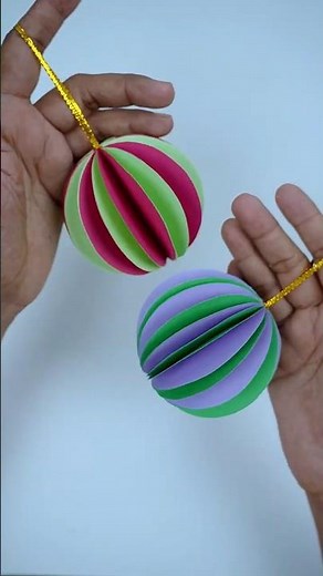 Watch how to make paper Christmas ball ornaments for home decorations❄️