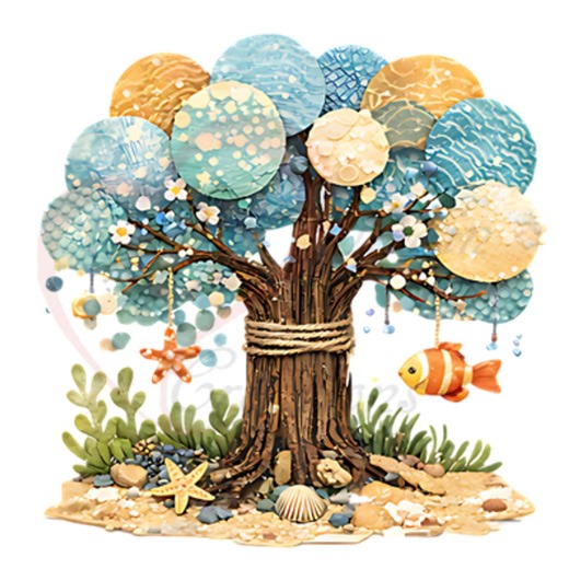 23 Mixed Media Tree Clipart PNG Bundle | Seasonal Fabric Clip Art | Whimsical Digital Download - Etsy