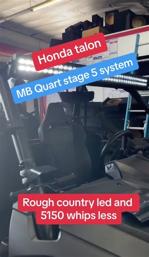 Honda Talon all done with 5150 whips leds Rough Country 40 inch led bar and MB quart stage 5 system with 4 speakers 2 amps and subwoofer under the seat #5150whips #5150 #leds #roughcountry #mbquart led and SS