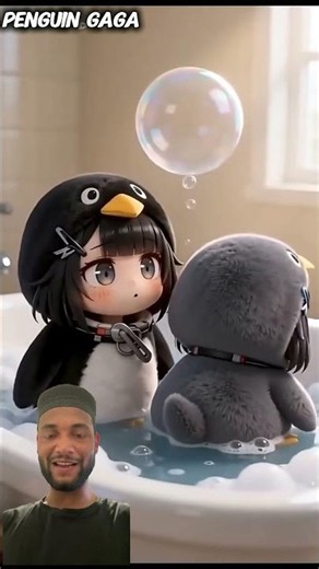 Gugugaga Funny Bath Time Accident😂 #gugugaga #doro #penguin #anime #ai