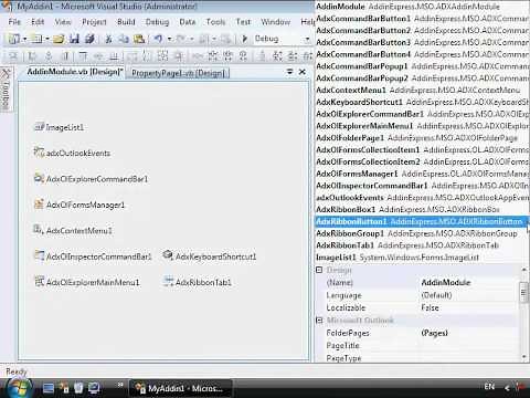 Create Outlook COM add-in with custom ribbon controls: C#, VB.NET
