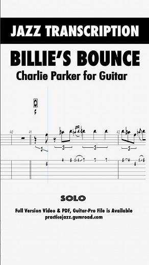 Billie's Bounce - Charlie Parker (Jazz Guitar Transcription)