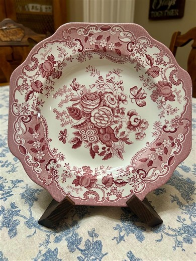 Spode, Set of 2, Archive Collection “blue Rose” Cranberry Red Plate - 9” - Etsy