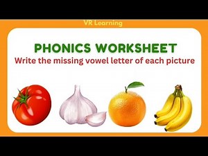Vowel sound || phonics worksheet for kids || Write the missing vowel of each picture ||