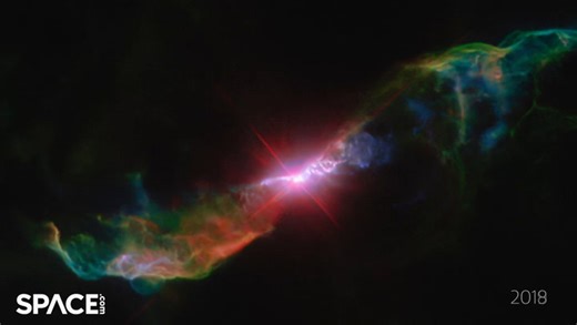 Watch the R Aquarii binary star system evolve in Hubble imagery time-lapse