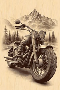Motorcycle in Mountains PNG | Rustic Biker Lifestyle Wood Engraving Design | Adventure Rider Line Art | Laser Ready Engraving File - Etsy