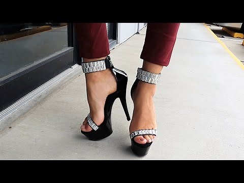 Review Walking Pleaser KISS-269RS Black Evening 6 Inch High Heels With Rhinestone Bands By Amanda
