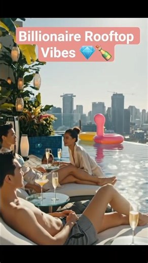Fun at a Billionaire rooftop pool party. Sip, Eat & Celebrate 🍾✨ #billionaire #luxury, #fun