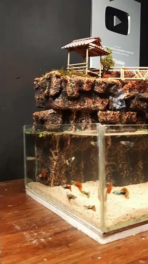 WATERFALL AQUARIUM FOR GUPPY FISH ( DIORAMA 30cm ) #Shorts
