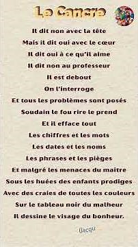 Le Cancre - Jacques Prévert (Poème chanté) | Apprentissage Ludique
