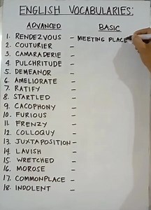 1.2M views · 28K reactions | ENGLISH VOCABULARIES: ADVANCED vs. BASIC https://youtube.com/@timtimtv1125 | Tim Tim TV | Facebook