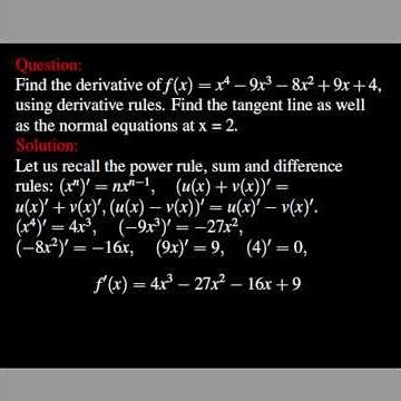 Derivative rules, tangent and normal lines equations #maths #calculus #college #derivatives