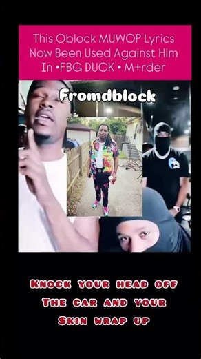 This Oblock MUWOP Lyrics Now Been Used Against Him In •FBG DUCK • M+rder #lildurk #shorts #trending
