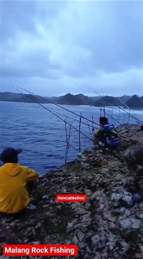 Rock Fishing South Malang Beach East Java Indonesia