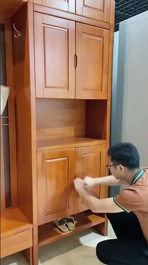 The Ultimate Entryway Organizer 👟 Solid Wood Shoe Cabinet with Bench & Storage. #furniture#shorts