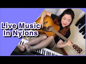 Music in Pantyhose- Piano and Guitar Live Stream in Nylons Tights Hosiery, Pedal Pumping