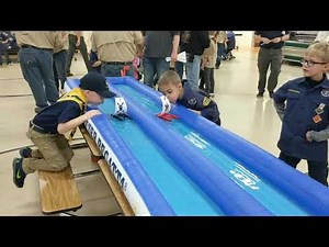 Roguen races at the Cub Scouts Rain Gutter Regatta