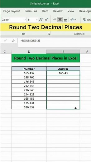 Round Two Decimal Places in Excel | Advanced Excel Formula #excel #exceltutorial #exceltips
