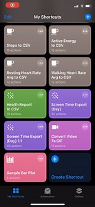 My shortcut to Export Screen Time Data as a CSV row