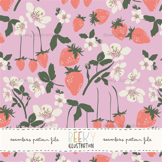 Strawberry Floral Seamless Pattern | DIGITAL DOWNLOAD | Fruit Seamless Pattern, Floral Seamless Pattern, Strawberry Digital Paper, Bohemian - Etsy.de