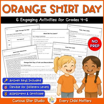 Orange Shirt Day Activities | Reading, Vocabulary, Timeline, SEL Writing