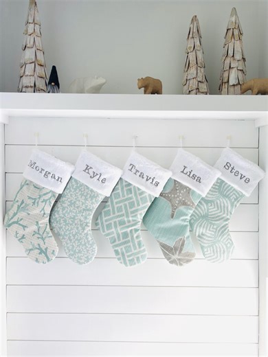 Personalized Coastal Beach House Christmas Stockings: Embroidered Family Holiday Decor With Ocean Theme - Etsy Canada