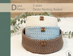 Crochet PATTERN: Round Nesting Basket in 3 Sizes (PDF Download) - Etsy