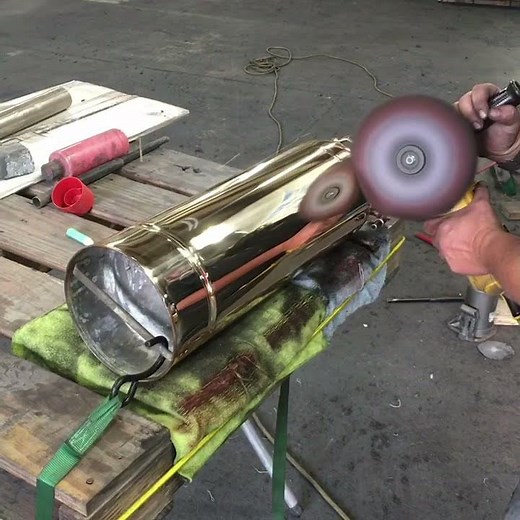 Short video polishing a brass fire extinguisher.