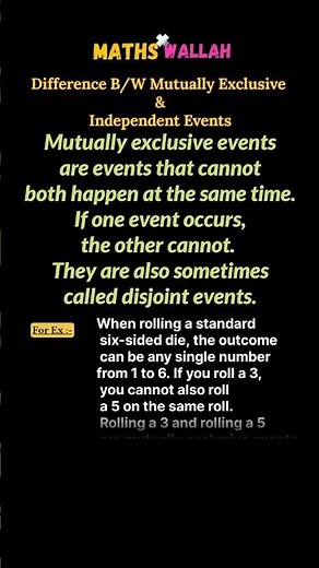 Difference between Mutually Exclusive and independent events #cbse12thmath #cbseboard