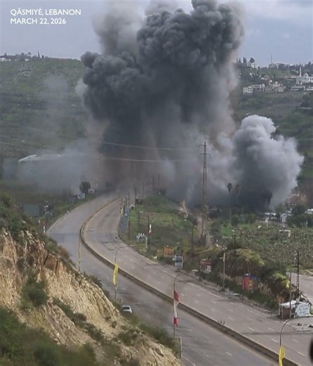 Moment Israeli strike hits key south Lebanon bridge