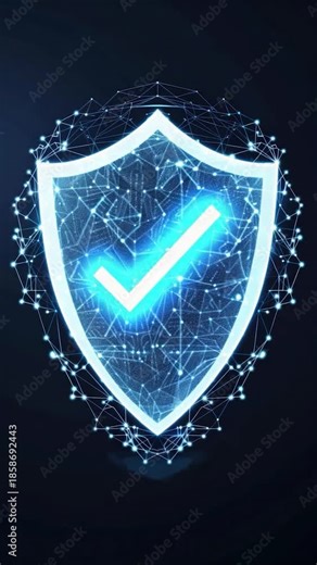 A blue shield featuring a check mark symbol, ideal for use in presentations, reports and other visual materials