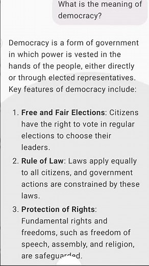 meaning of democracy and it's key features.
