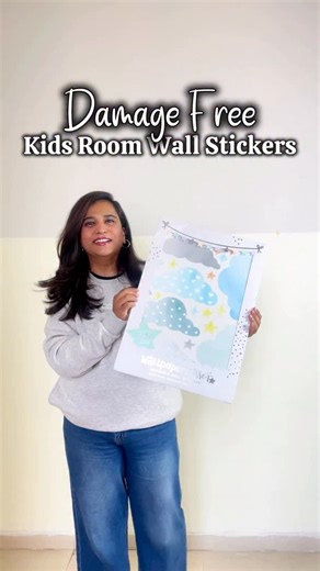 Anjari Ganguly on Instagram: "Reusable Wall Stickers from @wallpaperscissor Comment below for Links😊 (Kids room decor, reusable wall stickers, wall decals, rental friendly, decor hack)"
