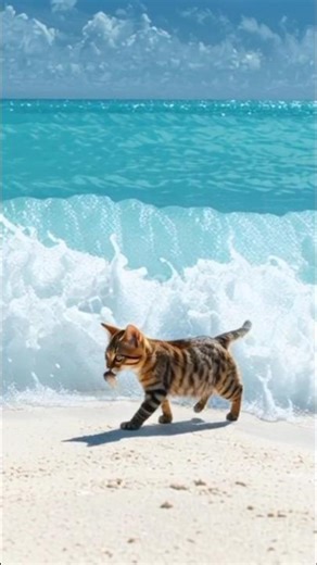 cats looking for fresh fish on the beach #cat #beach