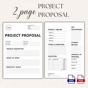 Project Proposal Template, Project Management, Simple Proposal Template, Editable Project Guide, Word & PDF Proposal Planning Document PP01 - Etsy UK