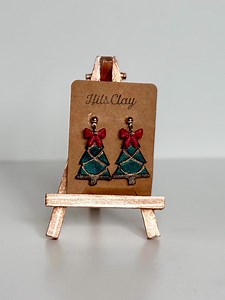 Polymer Clay Christmas Tree Earrings | Handmade Holiday Jewelry - Etsy