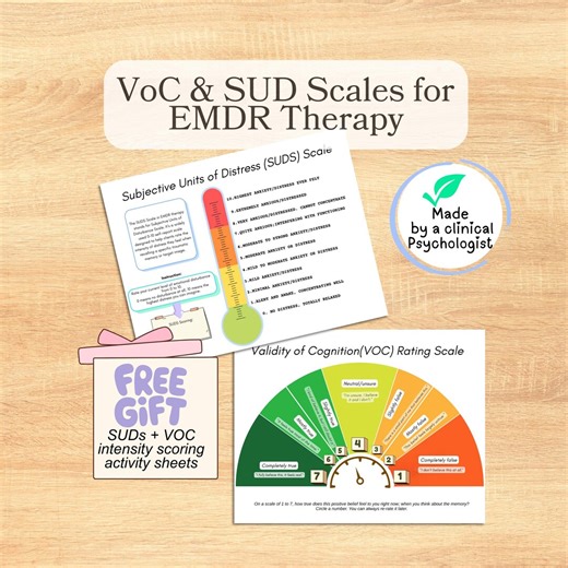 Suds and Voc Scales for EMDR Therapy, Subjective Units of Distress Scale, Validity of Cognition Scale, Eye Movement Desensitization Therapy - Etsy