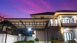 4k Time-lapse motion of Beautiful New modern Home Exterior