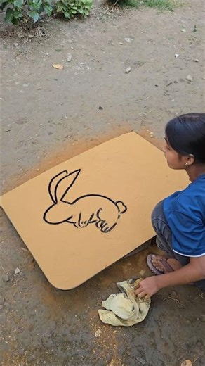 draw a rabbit using number 5 #shorts #art