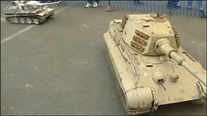 Miniature tanks roll into London