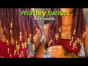 Marley Twists On Short Natural Hair |How To Install Marley Twist Braids w/ Wooden Beads | @sewquaint