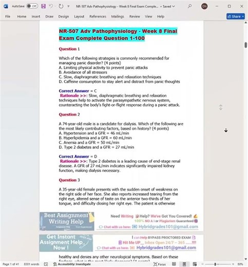 NR 507Adv Pathophysiology Actual Exam Proctoctered #proctored_exams #coursework #examprep #examplify