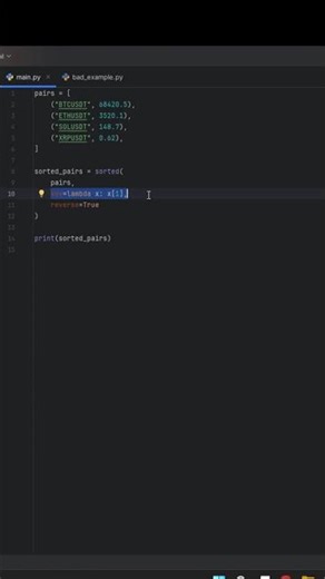 Correct Python sorting.