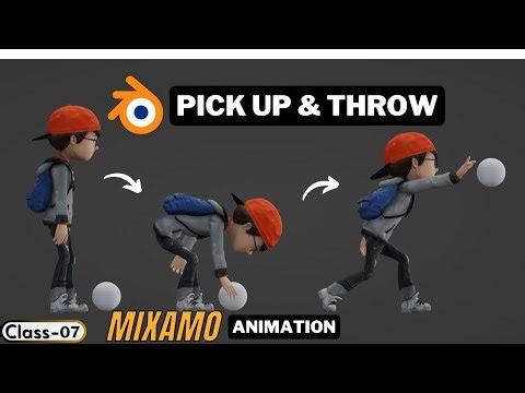 Class - 7 | How to Pick up and Throw objects Mixamo Animations in Blender | NLA & Graph Editor