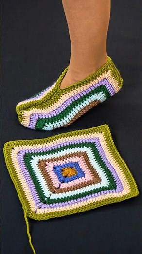 Easy Crochet Granny Square Slippers Miarti🧶