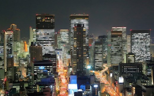 4K超清：大阪绝美夜景-4K Osaka Night View Timelapse 大阪夜景ー時空の栞ー