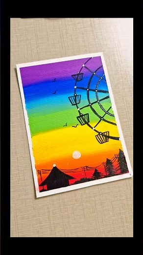 Easy Magical Sunset Drawing 😍 Step by Step Tutorial ✨️ #art #drawing #shortsfeed #oilpastel