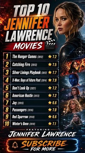 Top 10 Jennifer Lawrence Movies You Must Watch 🔥 | Hollywood Superstar #shortsfeed