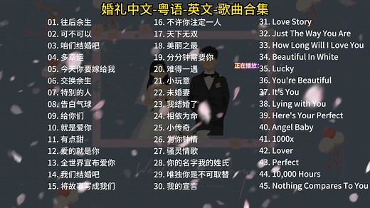 【婚礼歌曲合集】因为你，我才想结婚，中文粤语英文婚礼歌单